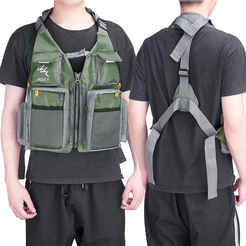편안한 낚시 재킷 멀티 포켓 옥스포드 천 낚시 조끼 보트 카약을위한 통기성 조..