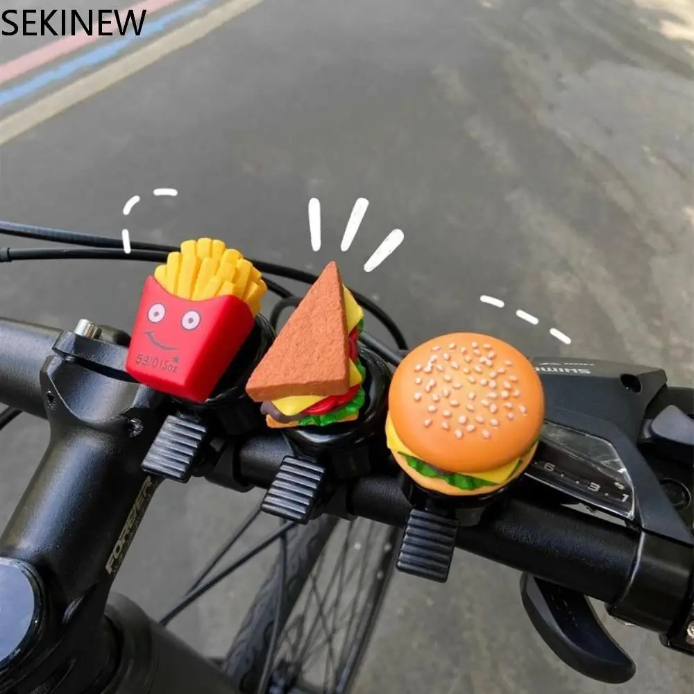 Bicycle Bell Cartoon Hamburg French Fries Sandwich Loud Lovely Mtb Handlebar Bicycle Safety Cycling Bell Accessories