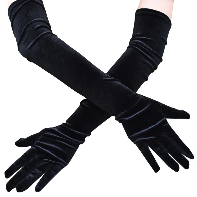 

54cm Long Section Satin High Elasticity Solid Halloween Sexy Pole Dance Evening Dress Etiquette Accessories Drive Cosplay Gloves