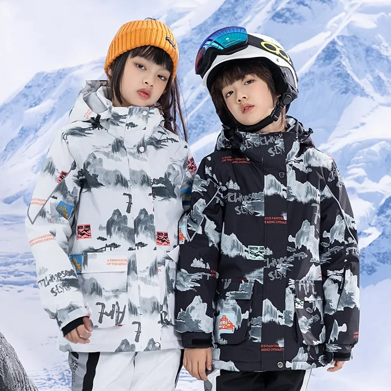 Ski Jacket Children Windproof Waterproof Warm Snow Coats Girls Boys Winter Outdoor Sports Skiing Snowboarding Jacket children skiing suit