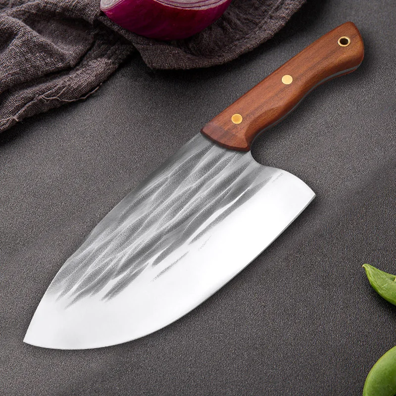 Kitchen Knife Handmade Forged Chef Chopping Knife Stainless Steel Butcher Knife Meat Cleaver with Wooden Handle Cooking Tools - 4