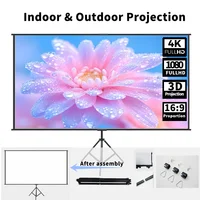 Projector screen with single bracket-4K HD 16:9 indoor/outdoor used for theater/office backyard party theater screen 84-120inch