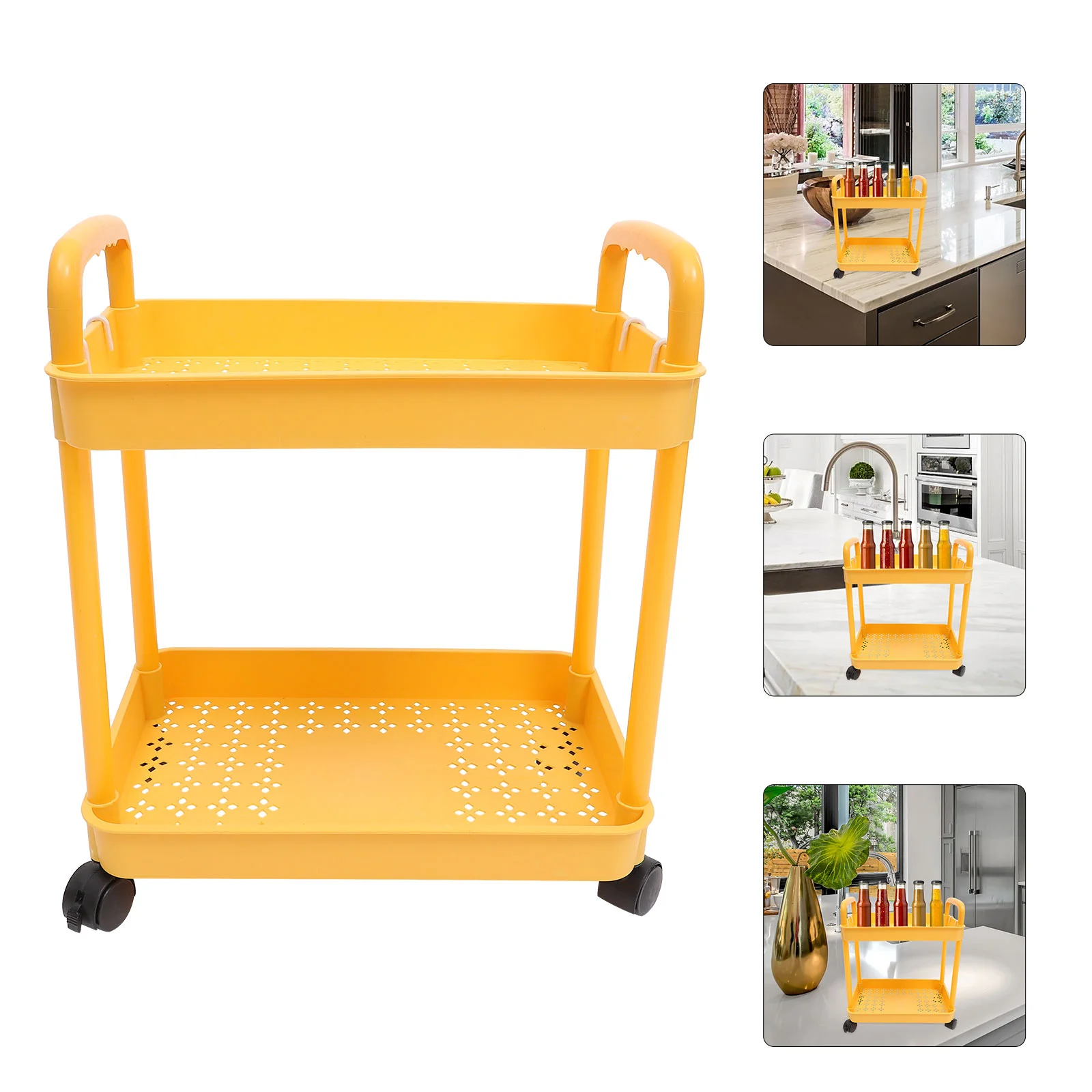 

Rolling Cart Storage Trolley On Wheels 2-Tier Cart On Wheels for Kitchen Bathroom Laundry Room