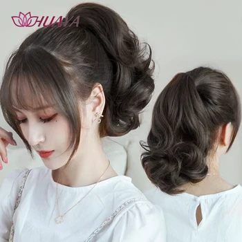 10InchSynthetic Ponytail Claw Clip Ponytail Extensions Short Curly Ponytail Ladies Black Brown Hair Clip for Women