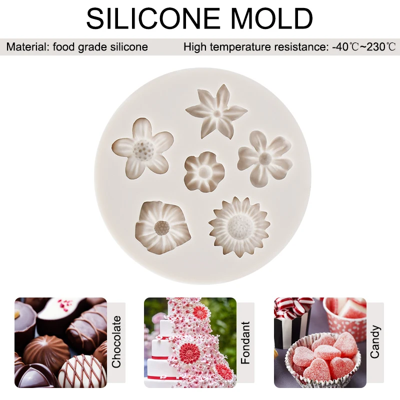 3D Mini Daisy Flower Silicone Mold Fondant Cake Decorating Tool Wedding Birthday Party Chocolate Candy Decor Pastry Baking Mould