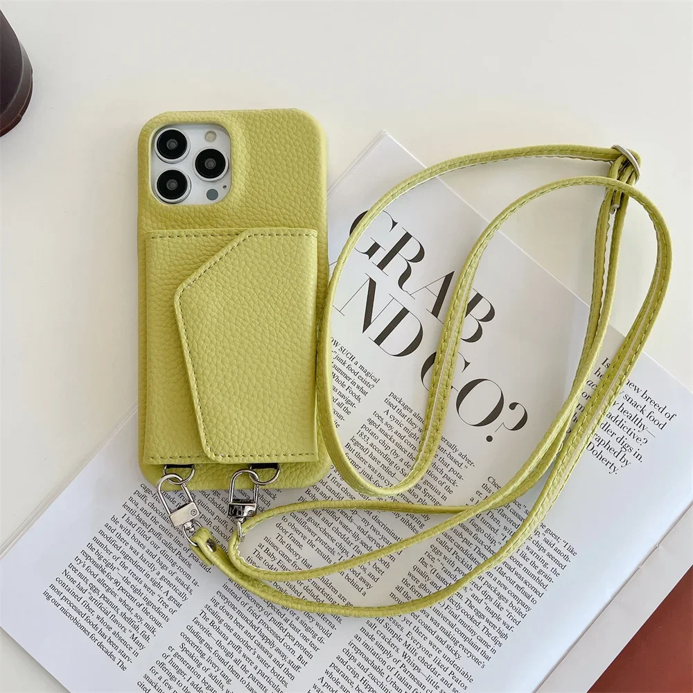 Sleek Leather Crossbody Lanyard Wallet Phone Case with Card Holder Cover