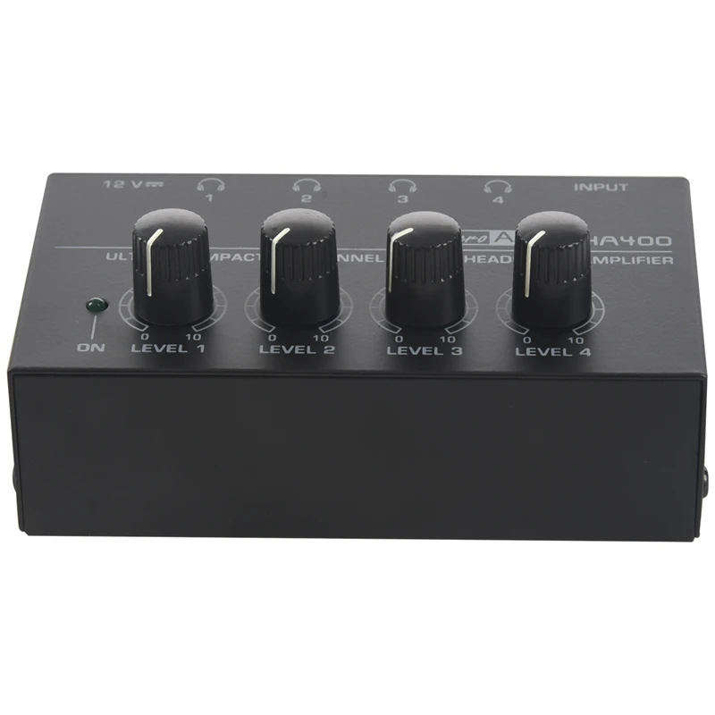 Eu Plug,Ha400 Ultra-Compact 4 Channels Mini o Stereo Headphone Amplifier With Power Adapter Black