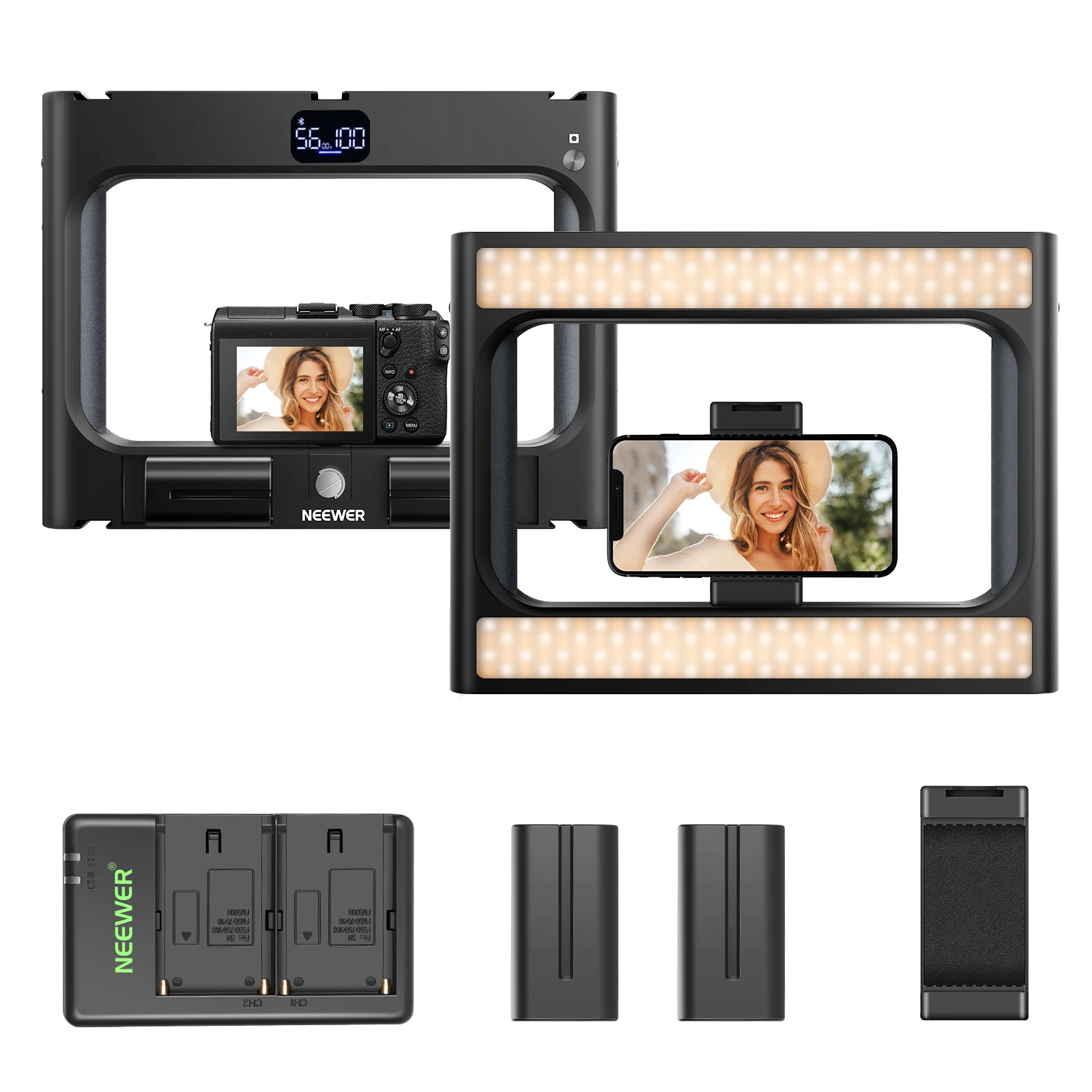 Neewer Anillo de luz LED RGB luz selfie de 360 a todo color aparejo de  video para teléfonos inteligentes y estabilizador de video para teléfono luz