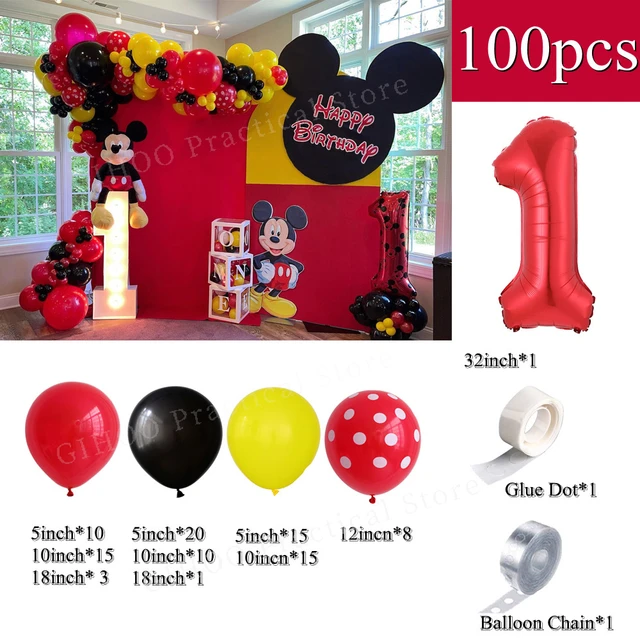 Ballons Mickey Mouse, Décorations De Fête D'anniversaire Pour Enfants,  Vaisselle Jetable, Banderole, Tasses, Fournitures De Fête Pour 1er  Anniversaire, Cadeau Pour Enfants - AliExpress