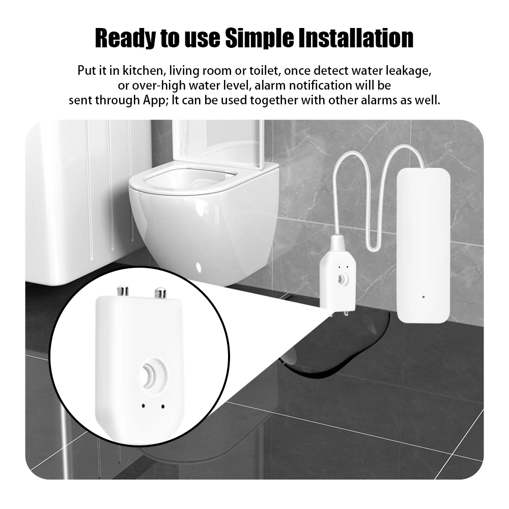 Tuya Smart Flood Leakage Sensor Remote Monitor WiFi Water Overflow Level Detector Water Leak Sensor Security Sound Alarm System water flood sensor smart siren alarm