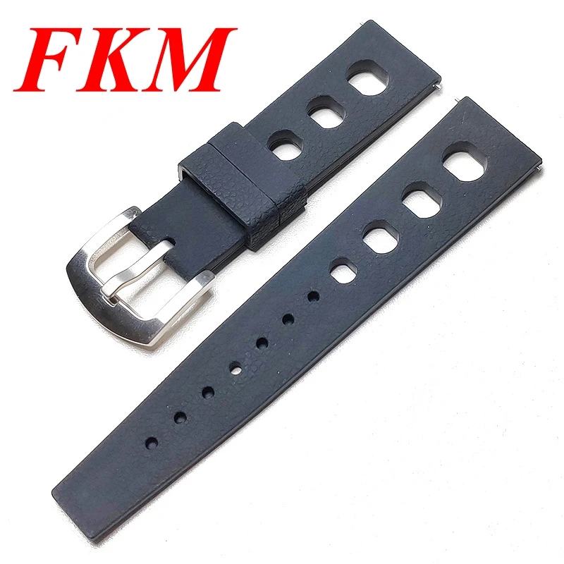 Vintage Rally Tropisches FKM 20mm 22mm Perforiertes Dickes Silikon-Uhrenarmband Atmungsaktives Retro-Sportband Taucher-Rennarmband – Detail 1