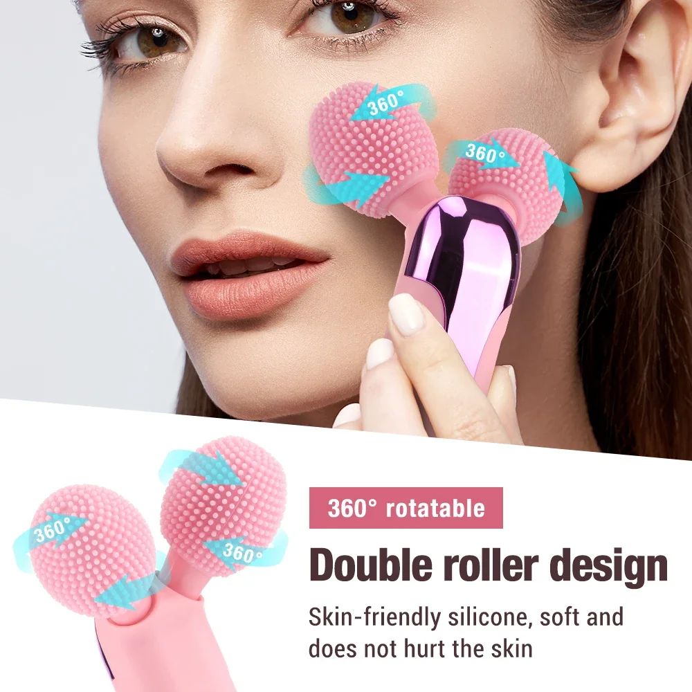 Electric Face Massager 3D Roller Facial Lifting Cleansing V-face Moisturizer Essence Absorption Instrument Skin Care Device 2