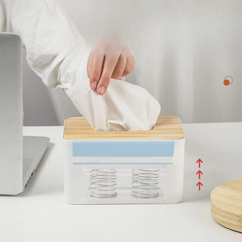 1 PC Paper Towel Box Spring Bottom Holder with Built-in Creative Household Universal Lifting High Elasticity Paper Drawer