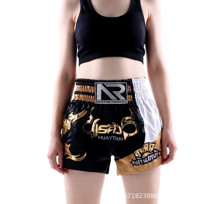 Embroidery Muay Thai Shorts Sanda Boxing Trunks Fighting Arena Competition Training Half Pants Men Women Children mma shorts