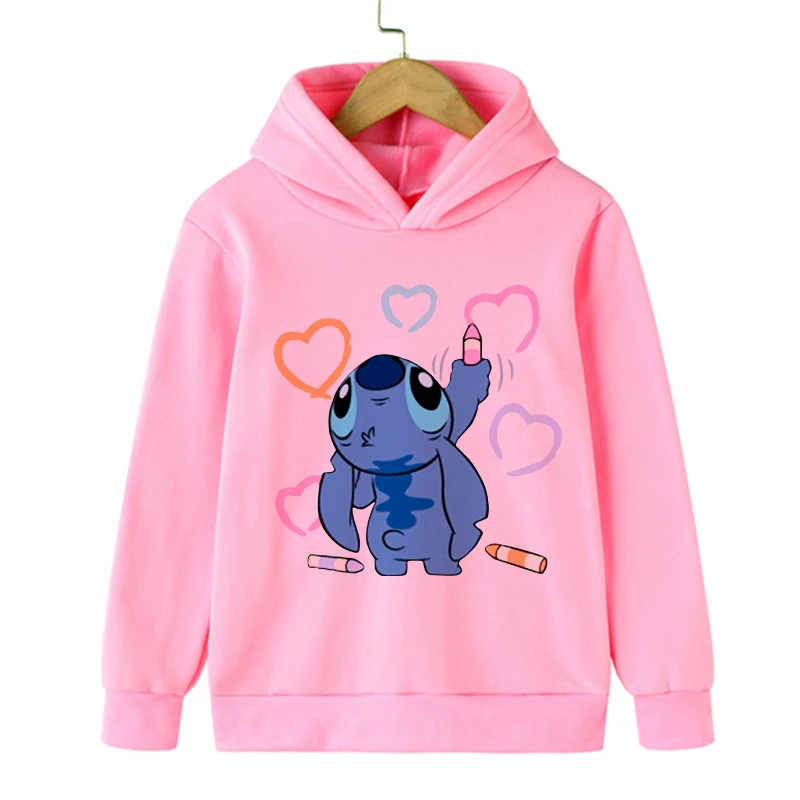 Y2k Kawaii Christmas Disney Stitch Hoodie Children Cartoon Clothes Kid Girl Boy Lilo and Stitch Sweatshirt Hoody Baby Casual Top 6