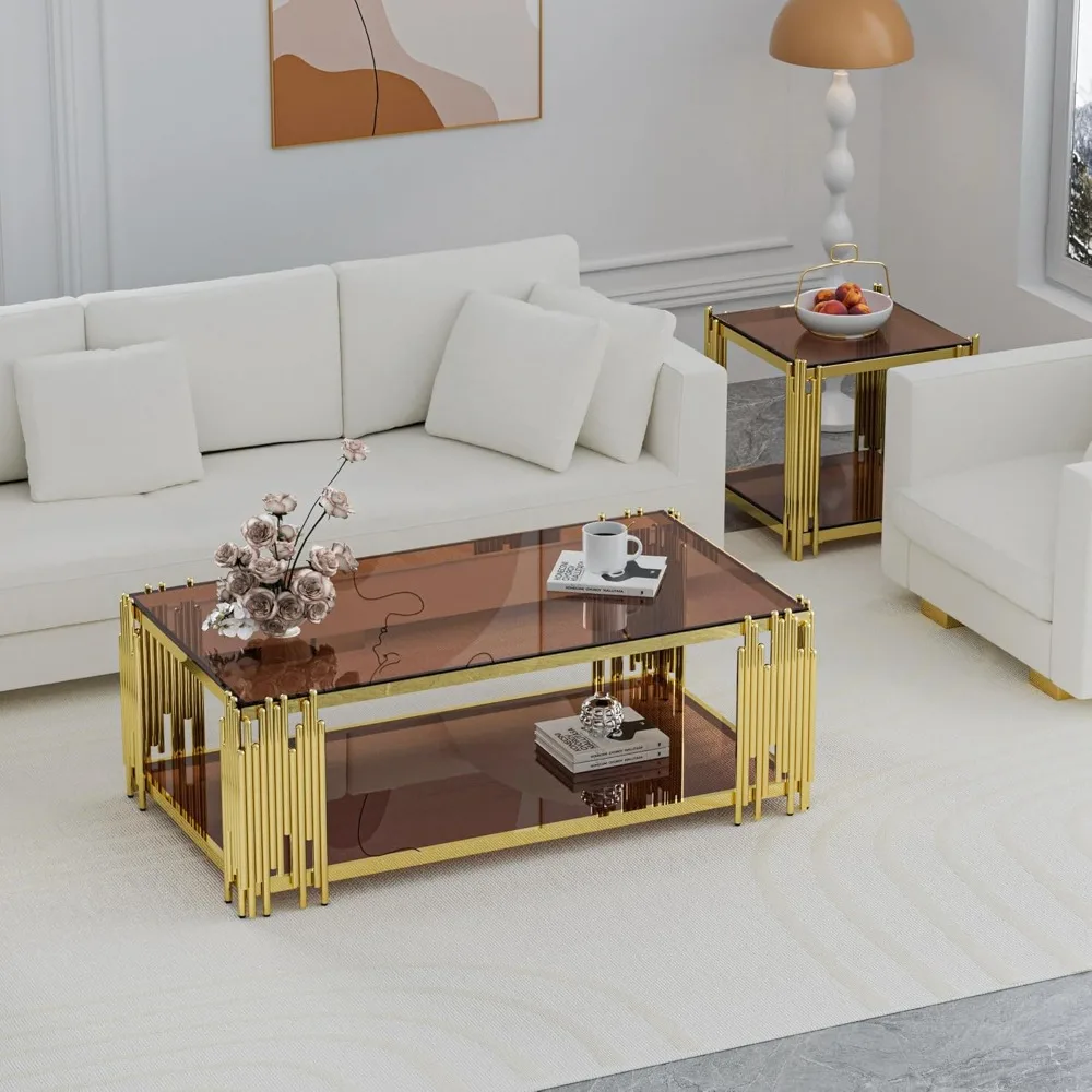 Monérian Bronze coffee table - detail with glass top