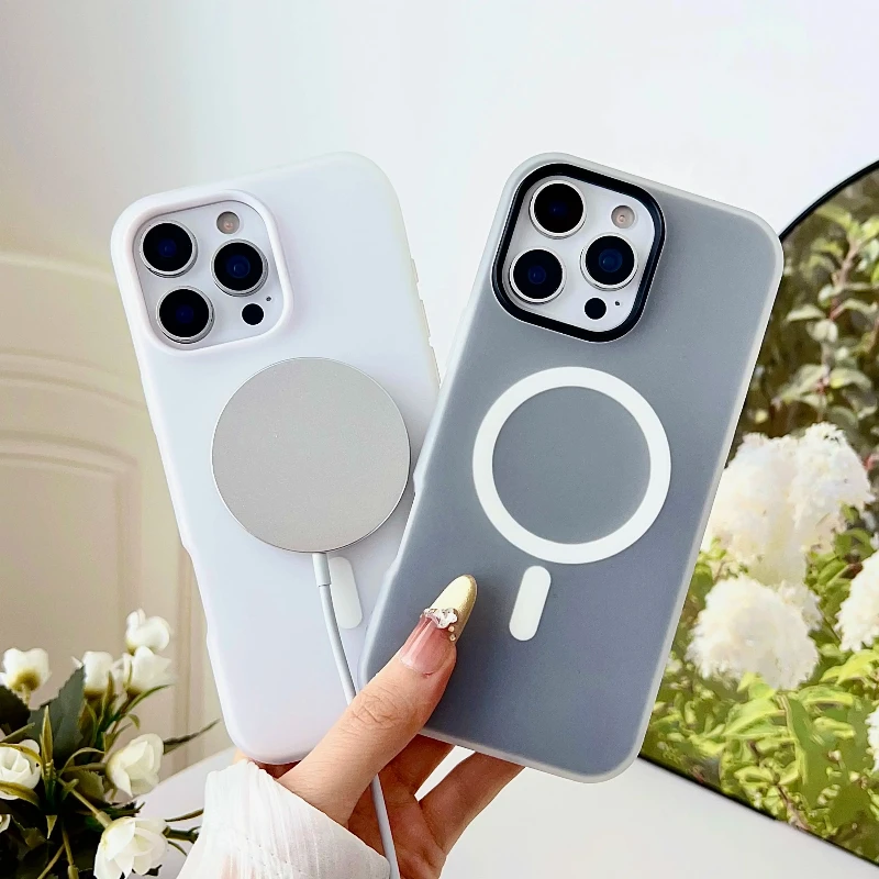 Luxury Candy Color 2 IN 1 Magsafe Case For iPhone 17 Air 16 15 14 13 12 Pro Max Plus Magnetic Wireless Charge Matte Soft Cover