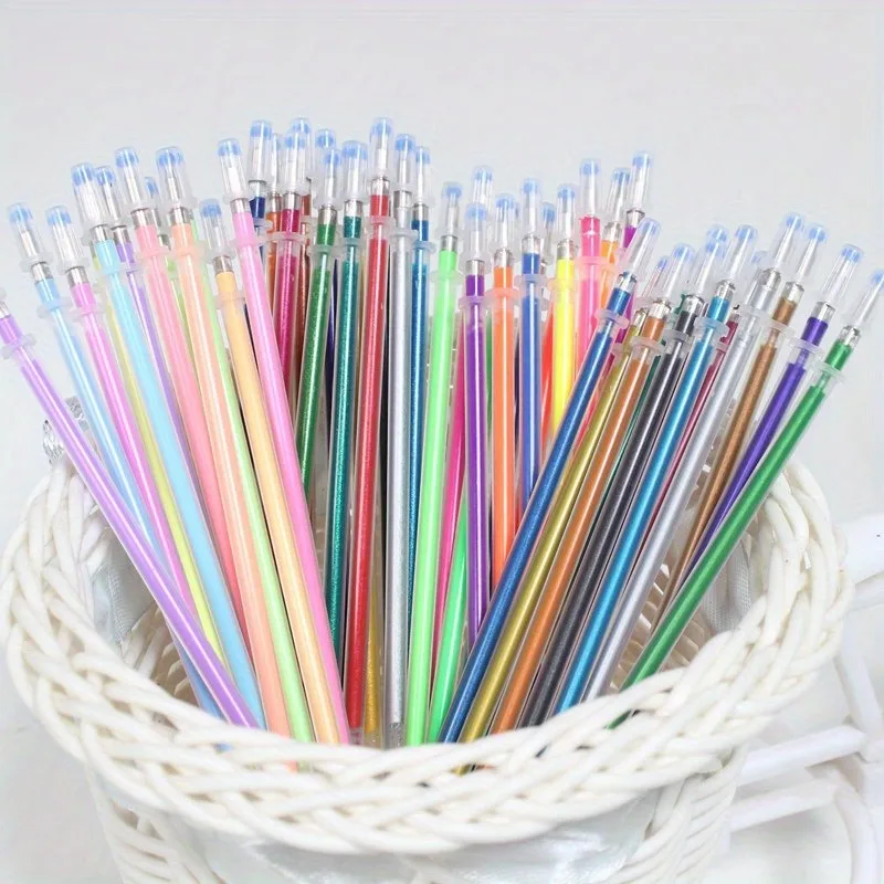 Glitter Pen Refills 48 colors of fluorescent metal pen refills student stationery colorful refills 12/24/36/48/100PCS glitter pen refills
