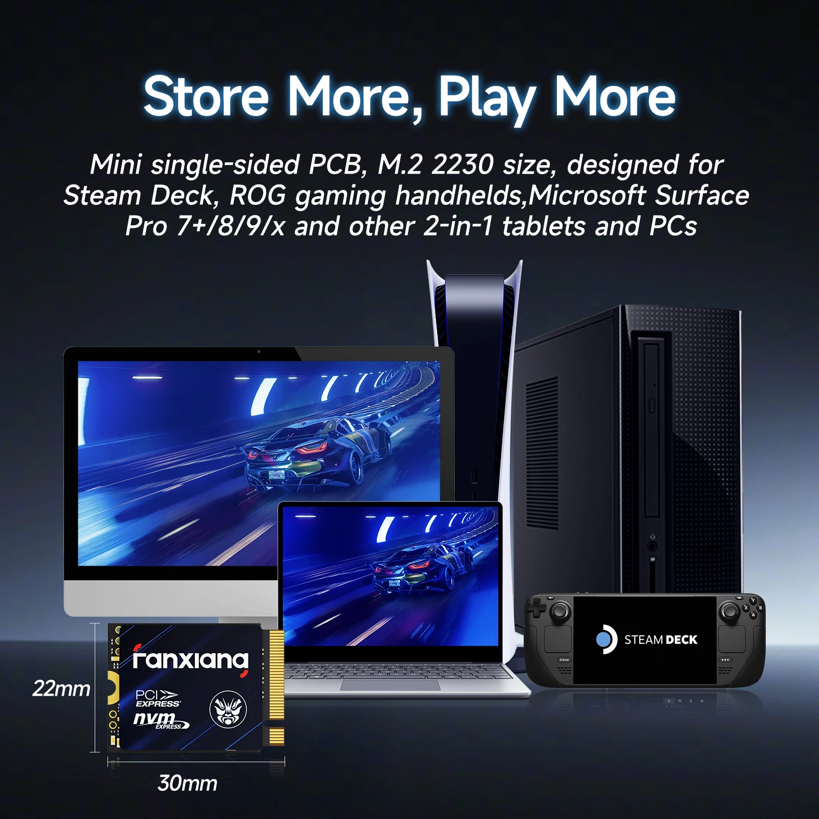 Fanxiang-unidade Interna de Estado Sólido Disco Rígido Plataforma Steam Surface Pro S700 M.2 2230 Ssd 5000 Mbps 500gb 1tb Pcie4.0 x Nvme - Imagem 2