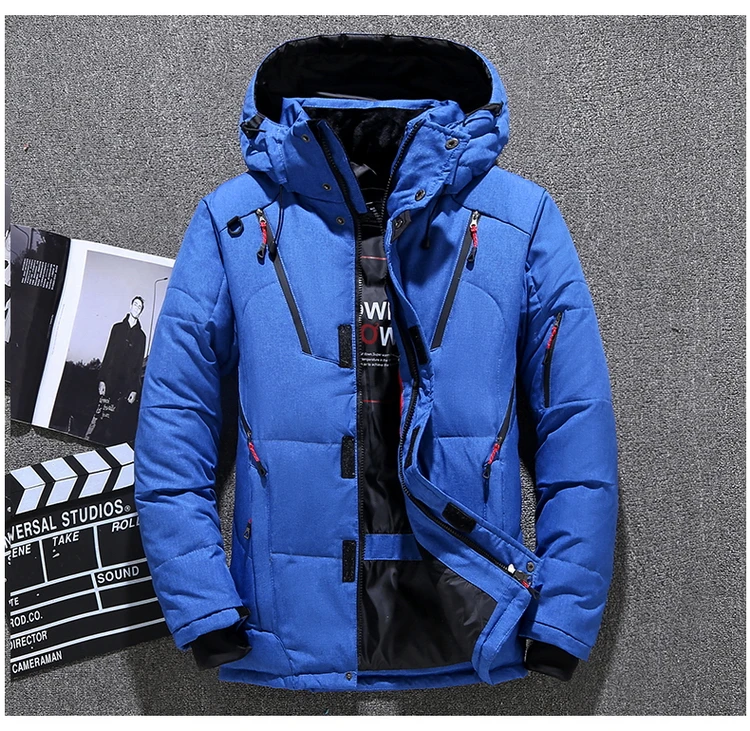 Men's Thick Warm Snow Parkas Men White Duck Down Parkas -20 Degree Winter Jacket Overcoat Windbreaker Hooded Parkas Coat Hombre