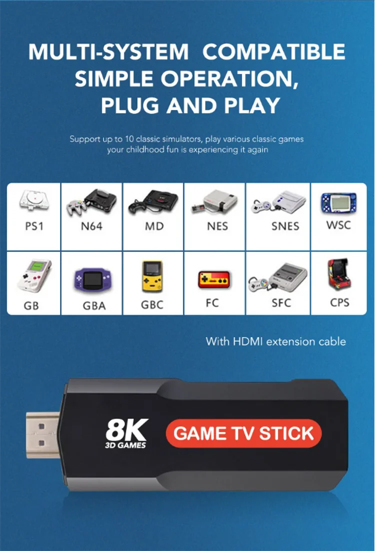 Dual System TV Stick for Android system Retro Video Consola Built in 10000+ Games Game Stick 4K Xmas Gift video game console,game console,video game stick,game console kit