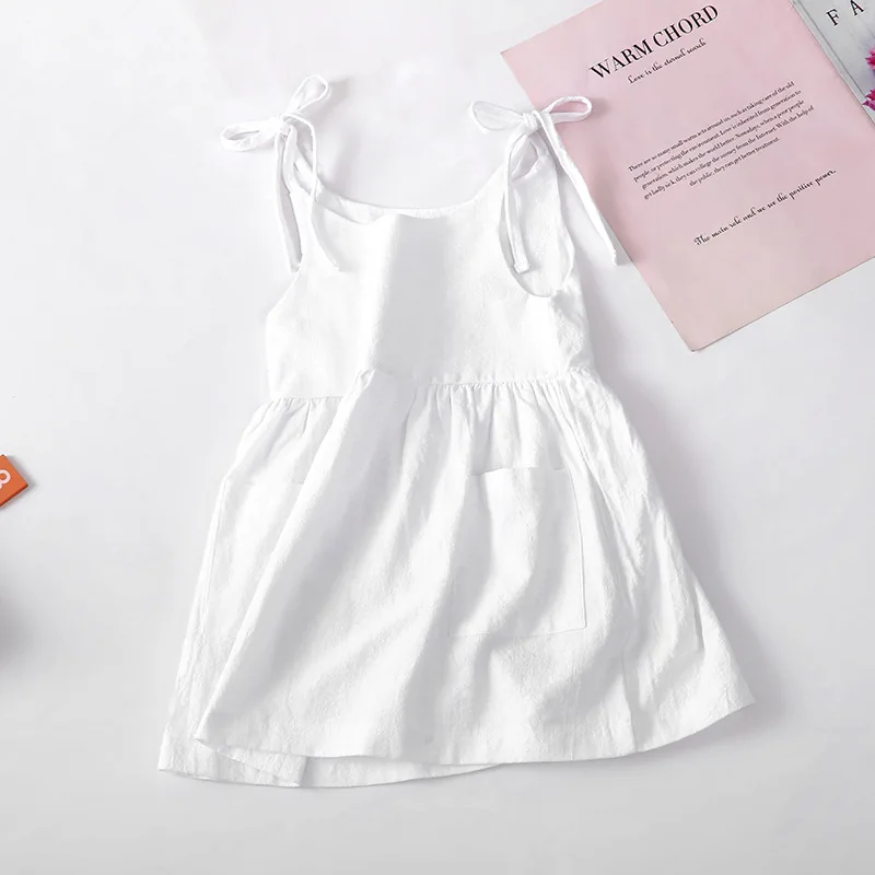 baby girl doll skirt Summer Girl Dress Sleeveless Cotton Children Dress Solid Kids Dresses for Girls Beach Dress Slip Dress Fashion Girls Clothing cheap baby dresses Dresses