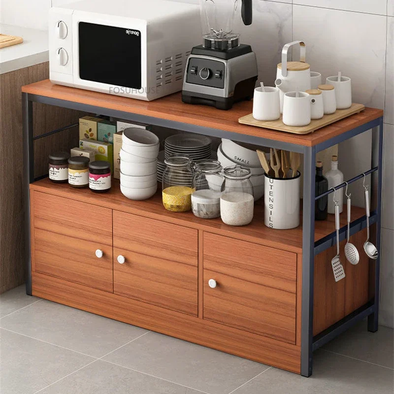 Nordic Wood Based Panel Kitchen Cabinets For Home Furniture Cabinets Multilayer Household Simple Creative Kitchen Storage Rack 4