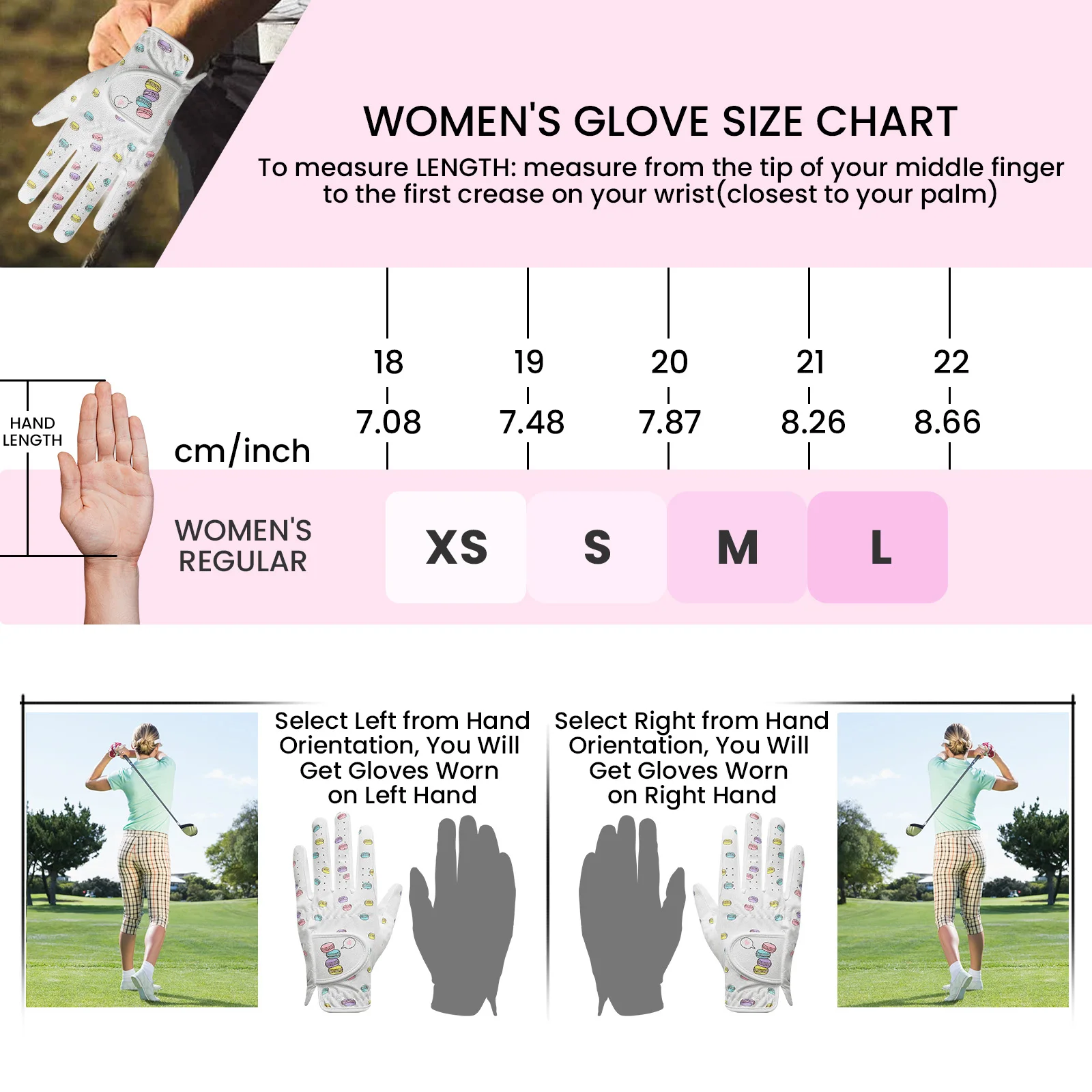Women's Golf Gloves Left Hands 1 Pair,Non-Slip Golf Gloves Leather Breathable,Both Handed rain hot Golf Accessories 6