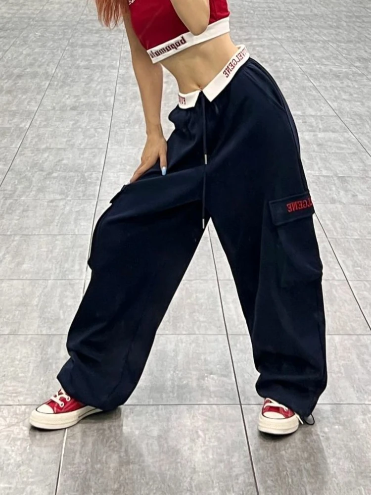 ADAgirl Y2k Baggy Cargo Pants Woman Sports Wide Leg Sweatpants Hip Hop Korean Fashion Vintage Embroidery Bottoms High Street