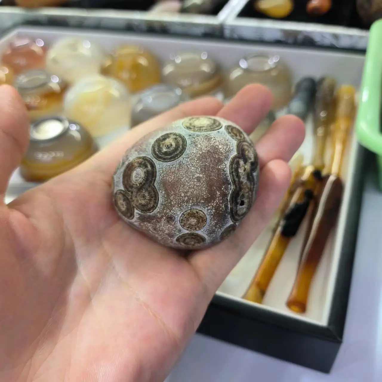 1pcs/lot Wonderful Natural gobi Agate mysterious pattern rare large size strong energy strange stone collection jewelry amulet