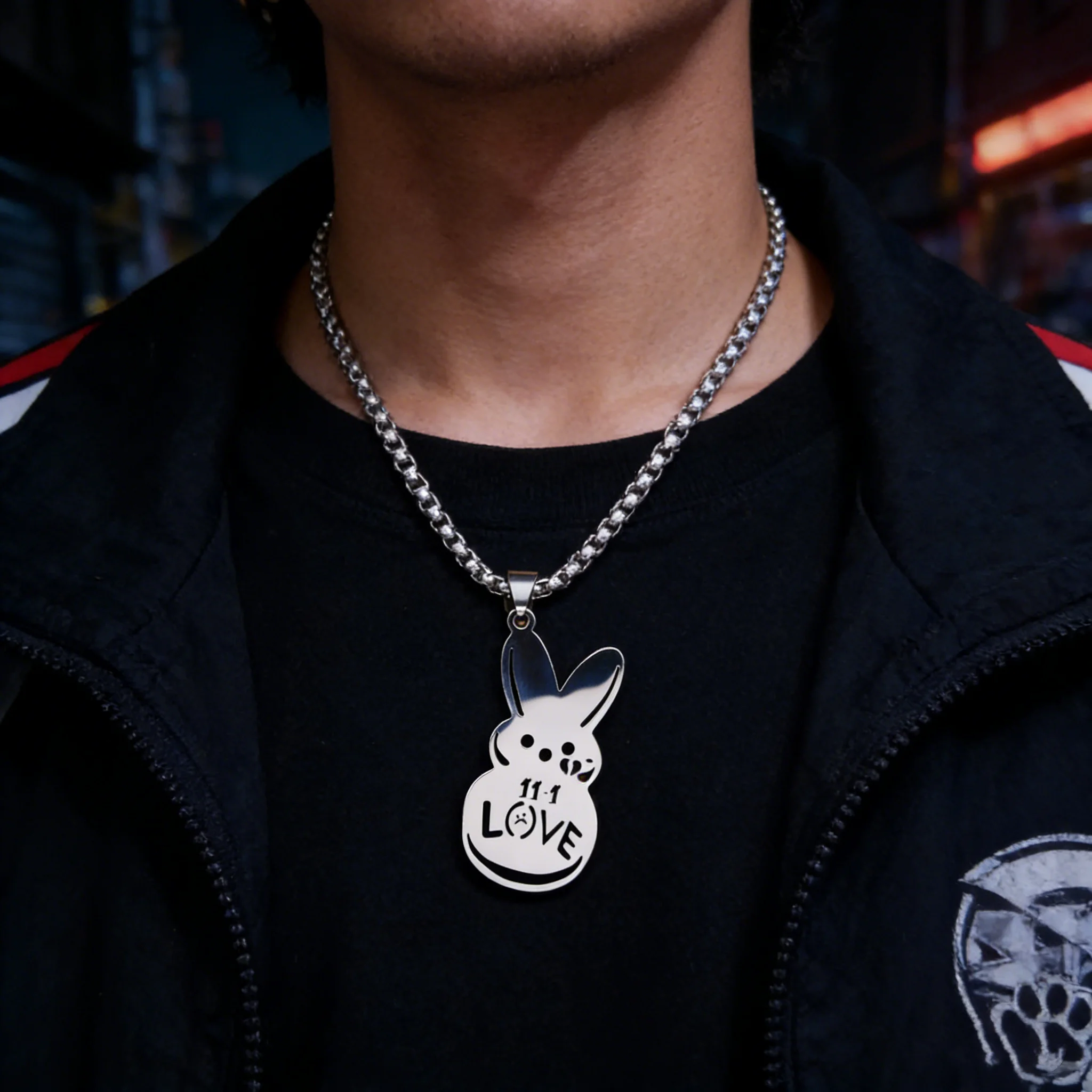 Kpop Lil Peep Rabbit Traurig für Liebe Paar Anhänger Halskette für Frauen Männer Edelstahl Musik R.I.P Kette Schmuck Kragen Fans – Detail 8