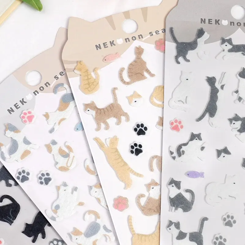 귀여운 고양이 발 펠트 천 스티커, 스크랩북 DIY 문구 스티커, 귀여운 미술 용품 선물, 세트당 4 개