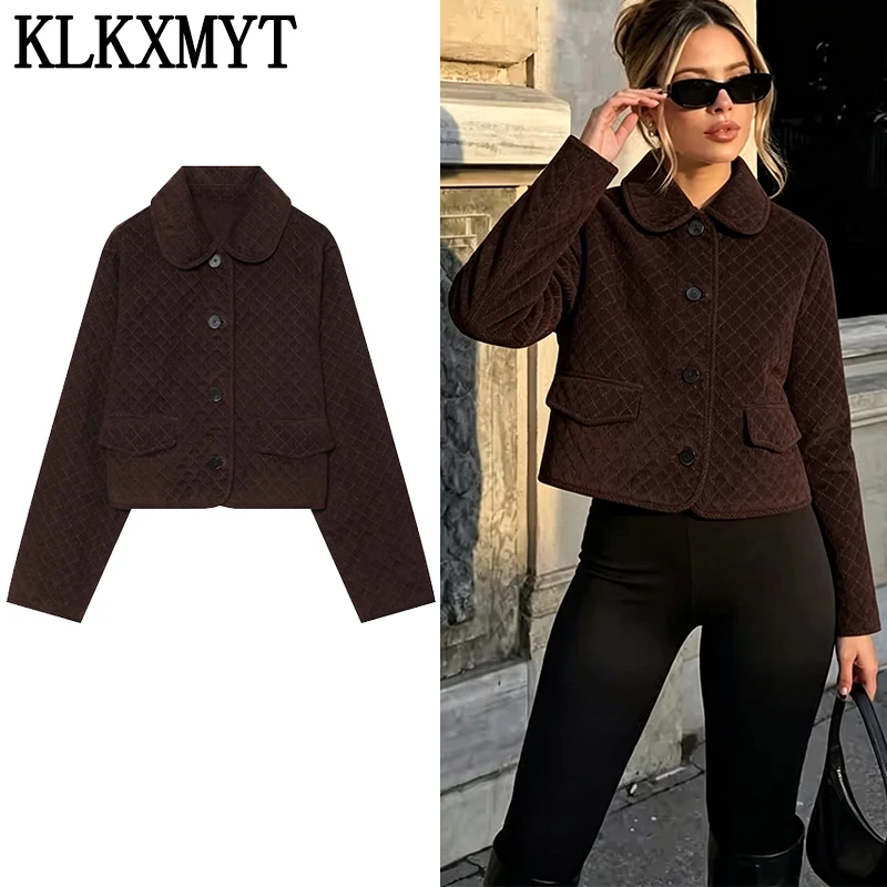 Veste Courte Femme en Velours Côtelé Chic Décontracté KLKXMYT – Nouvelle Collection Automne 2026 – Style Streetwear à Manches Longues et Col Revers