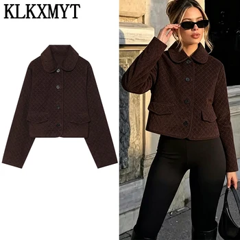 Veste Courte Femme en Velours Côtelé Chic Décontracté KLKXMYT – Nouvelle Collection Automne 2026 – Style Streetwear à Manches Longues et Col Revers