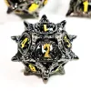 "DnD Dice Set - 7 Piece Sharp Edge Zinc Alloy Dice, Metal Hollow Beast Pattern, Silver for RPG & Tabletop Games" 3