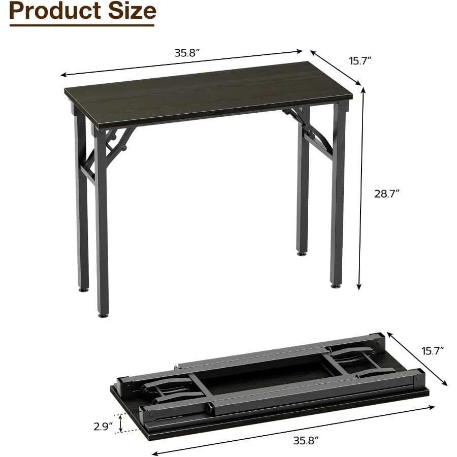 Small Computer Desk Folding Table 35.8 Foldable Office Desk No Assembly Perfect for Small Spaces in Bedroom or Apartment Portab