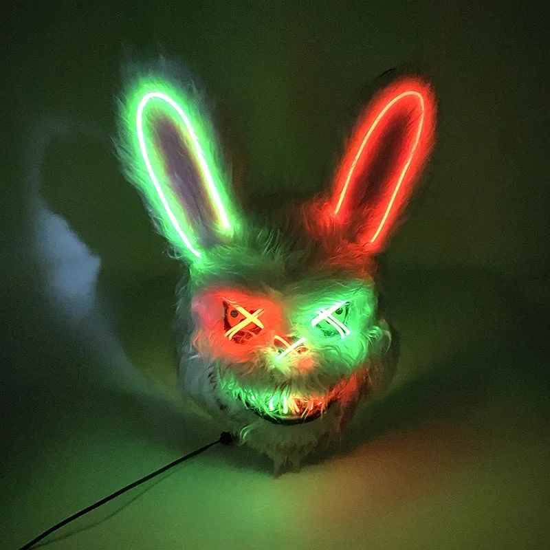 

Hot Selling Carnival EL Line Bunny Mask Masquerade LED Bunny Mask Glow Halloween Party Mask Cosplay Party Glow Toy