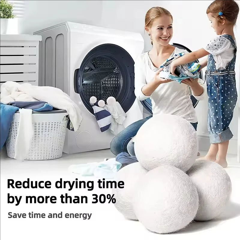Wool Dryer Balls Reusable Natural Fabric Softener Laundry Washing Machine Accessories Home Washing 4/5/6cm Fleece Dryer Balls