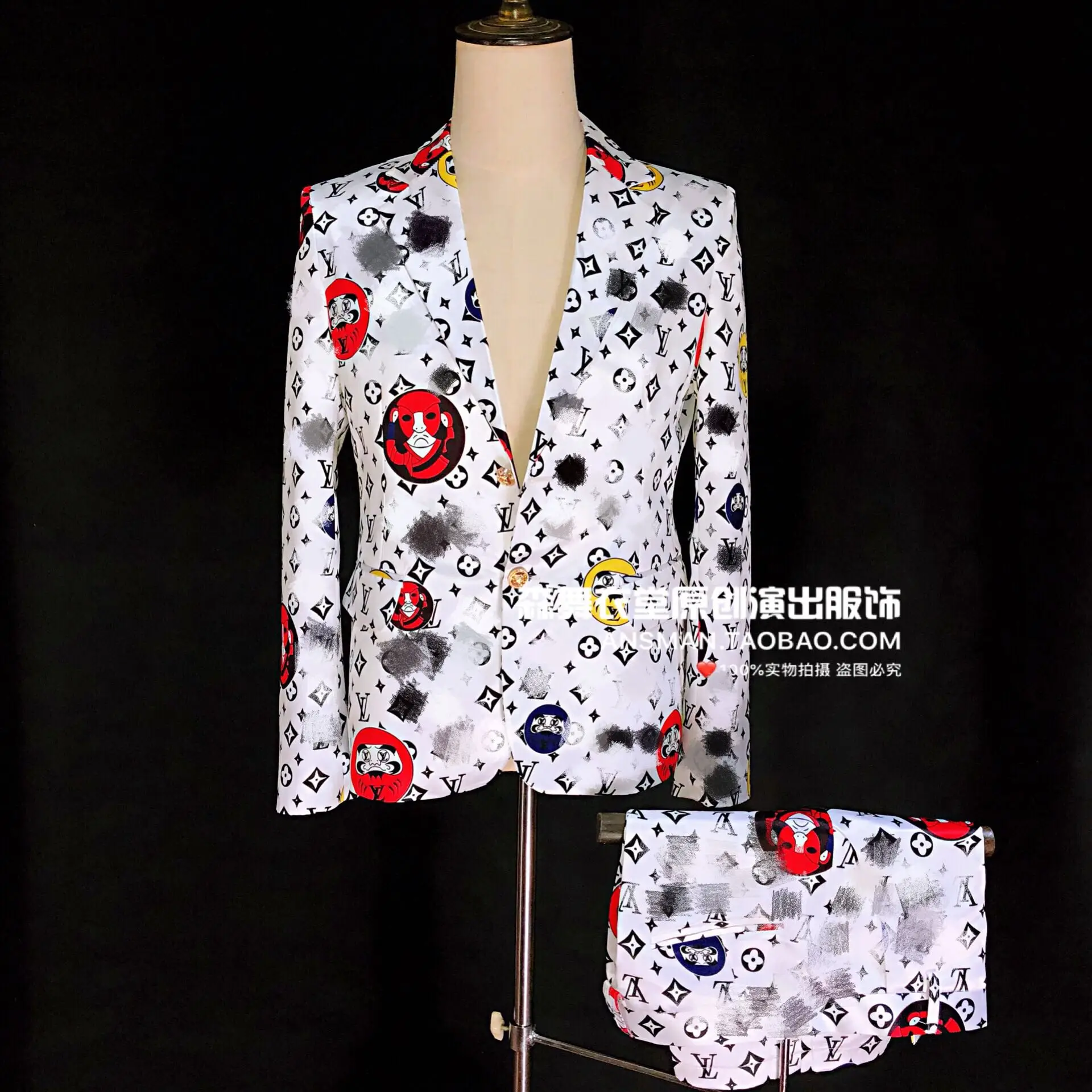 

New Autumn Spring Brand Men's Clothes Set Satin Wedding Dress Blazer Coat+Pants Bar Nightclub Male Singer DJ DS GOGO Costume