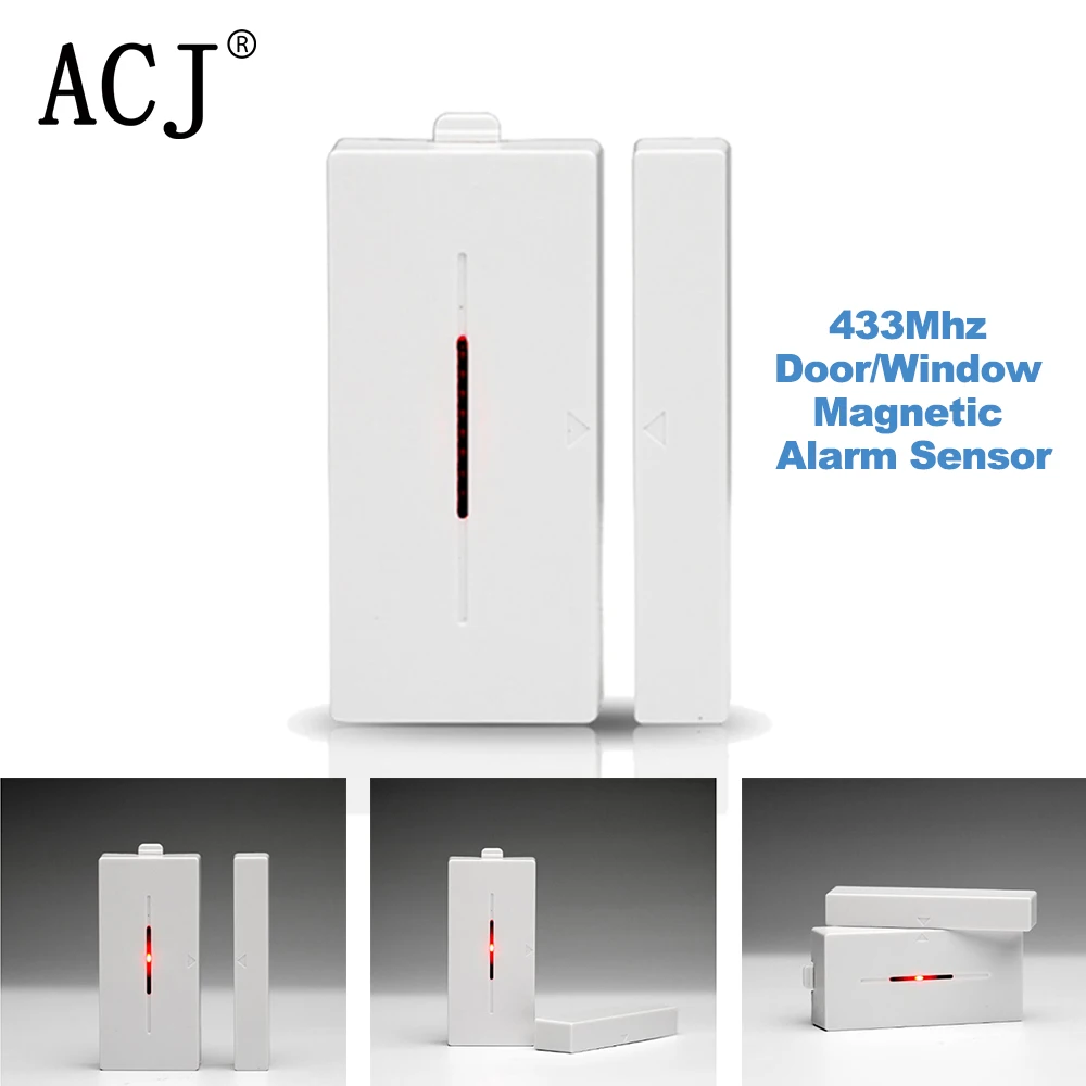 цена ACJ 433Mhz Door Magnetic Sensor Wireless Window Alarm Detector Support RF433 Control Smart Home Alarm Host Security System