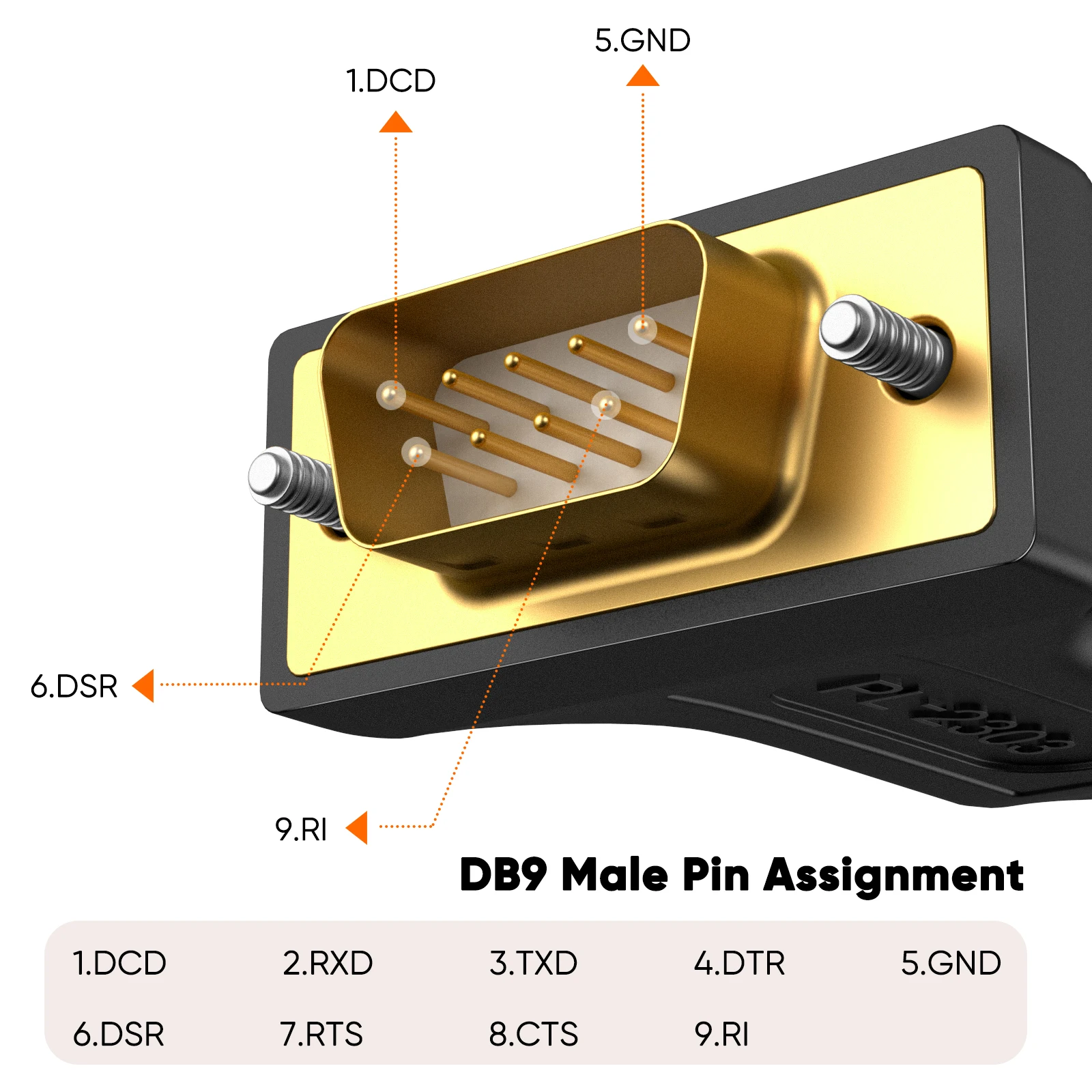 CableCreation USB RS232 수컷 변환 케이블, PL2303 칩 탑재, DB9 9핀 금도금 커넥터, 윈도우 리눅스 맥 호환 산업용 시리얼 통신 케이블