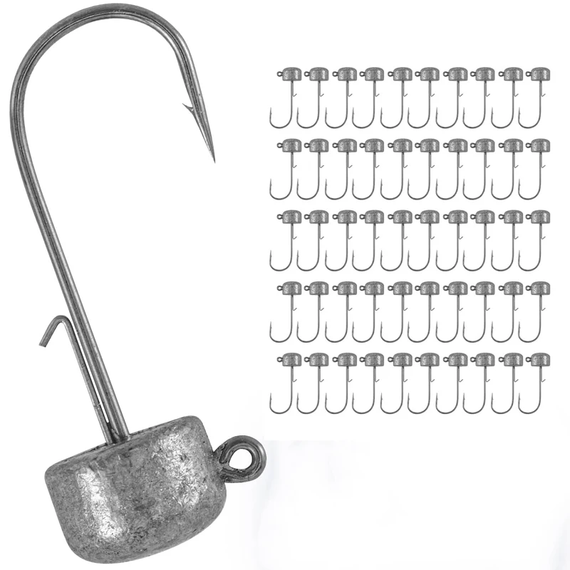 50 têtes de jig Ned Rig non peintes 2.5g à 14g - Pour crappie, bass, truite et pêche fine