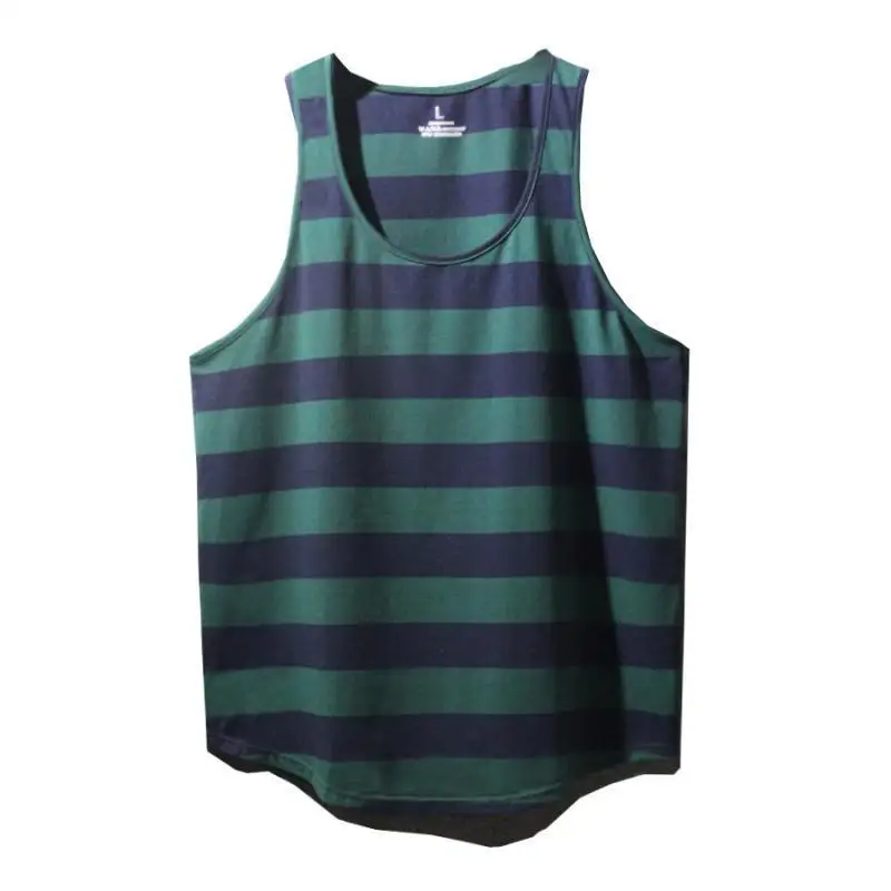 Loose Fit Summer Svel Fitn Vest for Men Beachwear Striped Trendy Top Large Size 300 Pou Youthful Casual Sle