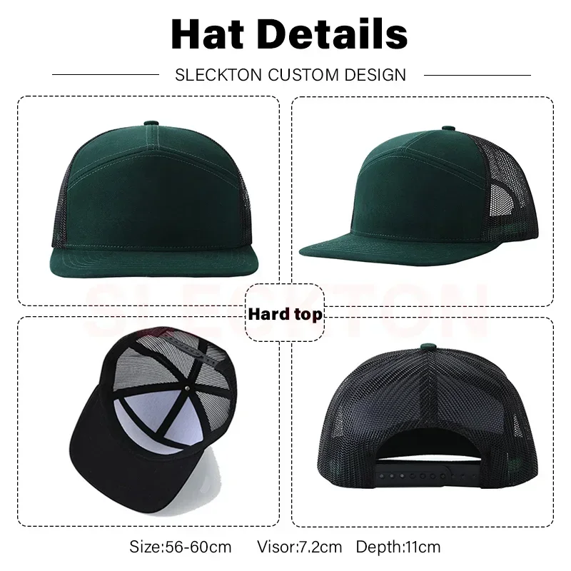 SLECKTON Custom Embroidery Logo Baseball Cap Brand Design Picture Print Mesh Cap Trucker Hat Mens Cap Unisex Wholesale 2