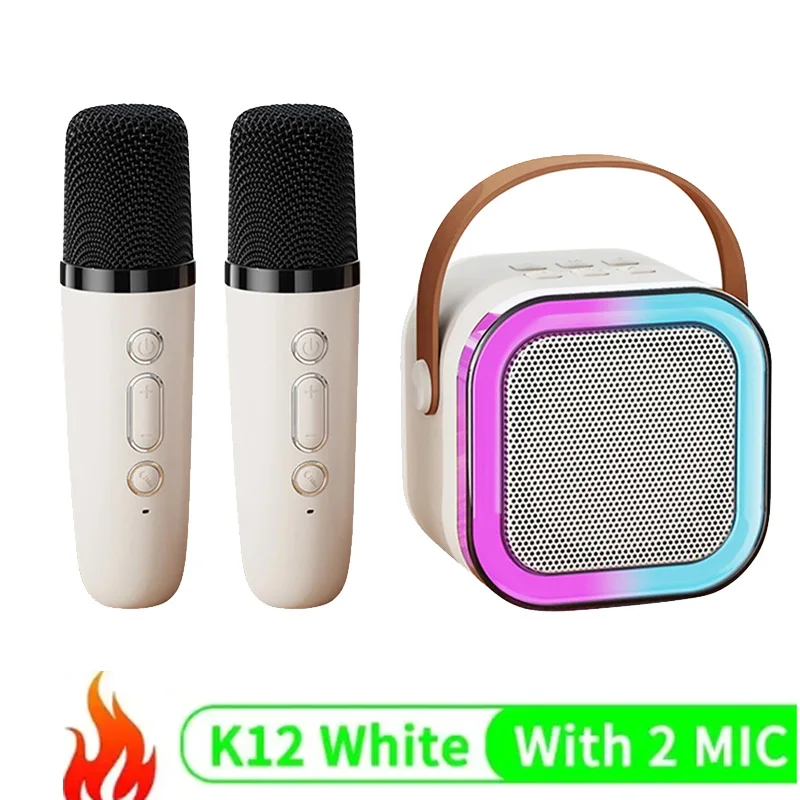 カラオケマイクカラオケマシンBluetooth う ワイヤレス カラオケ歌 K12カラオケマシン,2つのワイヤレスマイク,ポータブル,5.3 Pa