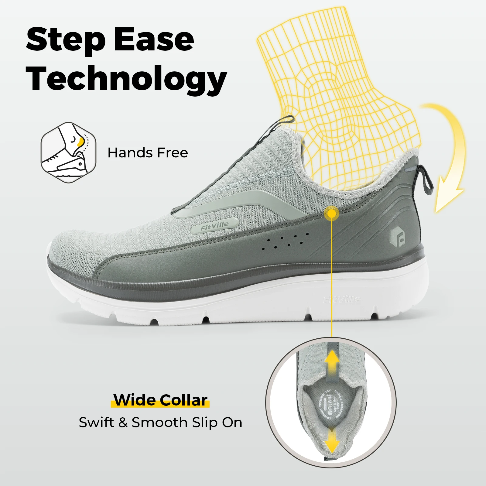 FitVille Wide Men's Walking Shoes Image 9