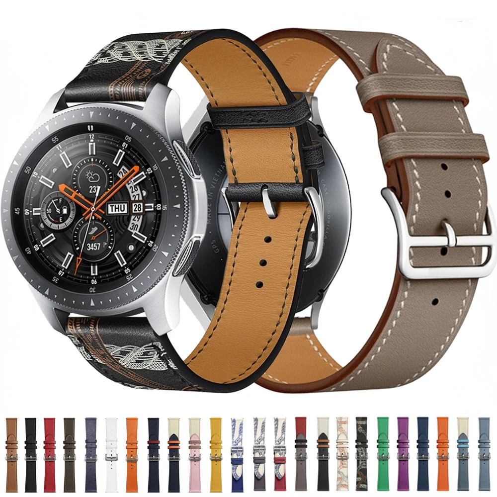 

22mm 20mm Leather Strap for Samsung Galaxy Watch 3/4/5/Gear S3/Huawei Watch GT/2/3/Pro Replacement Bracelet for Amazfit GTR Band