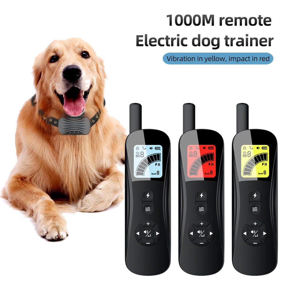 

1000m Electric Dog Training Collar Remote Control Anti Bark Collar Vibration Shock Sound Waterproof Rechargeable Bark Stopper