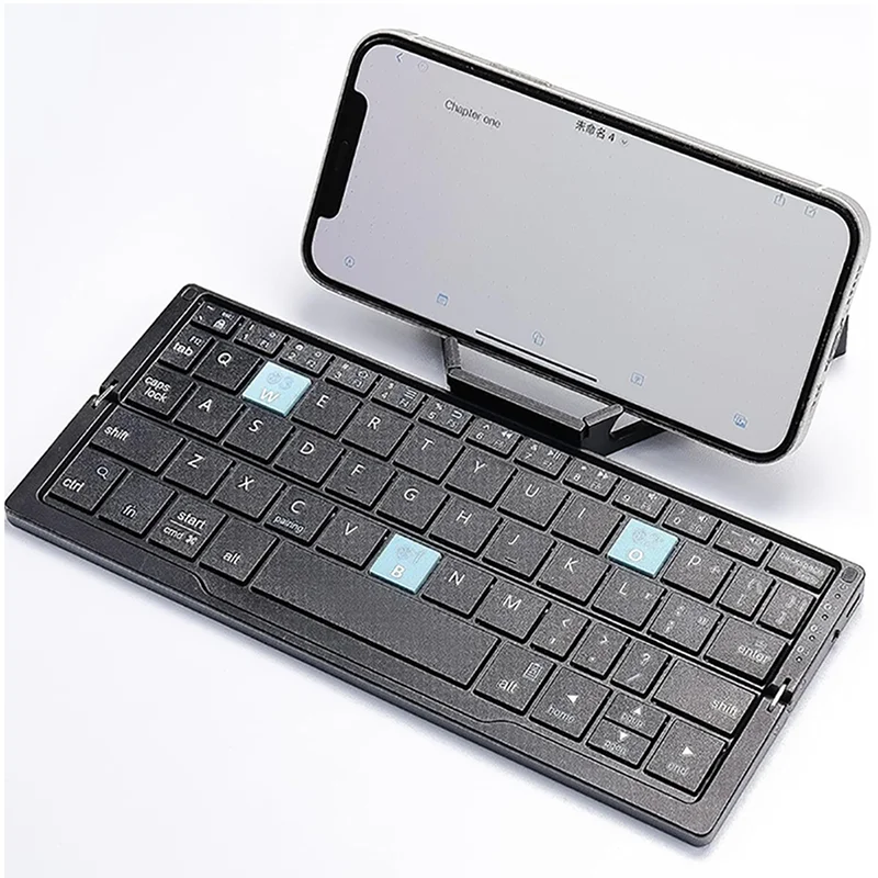Mini Teclado Dobrável sem Fio com Suporte Teclado Bluetooth Suporta Dispositivos Recarregável Telefone Tablet - Imagem 2