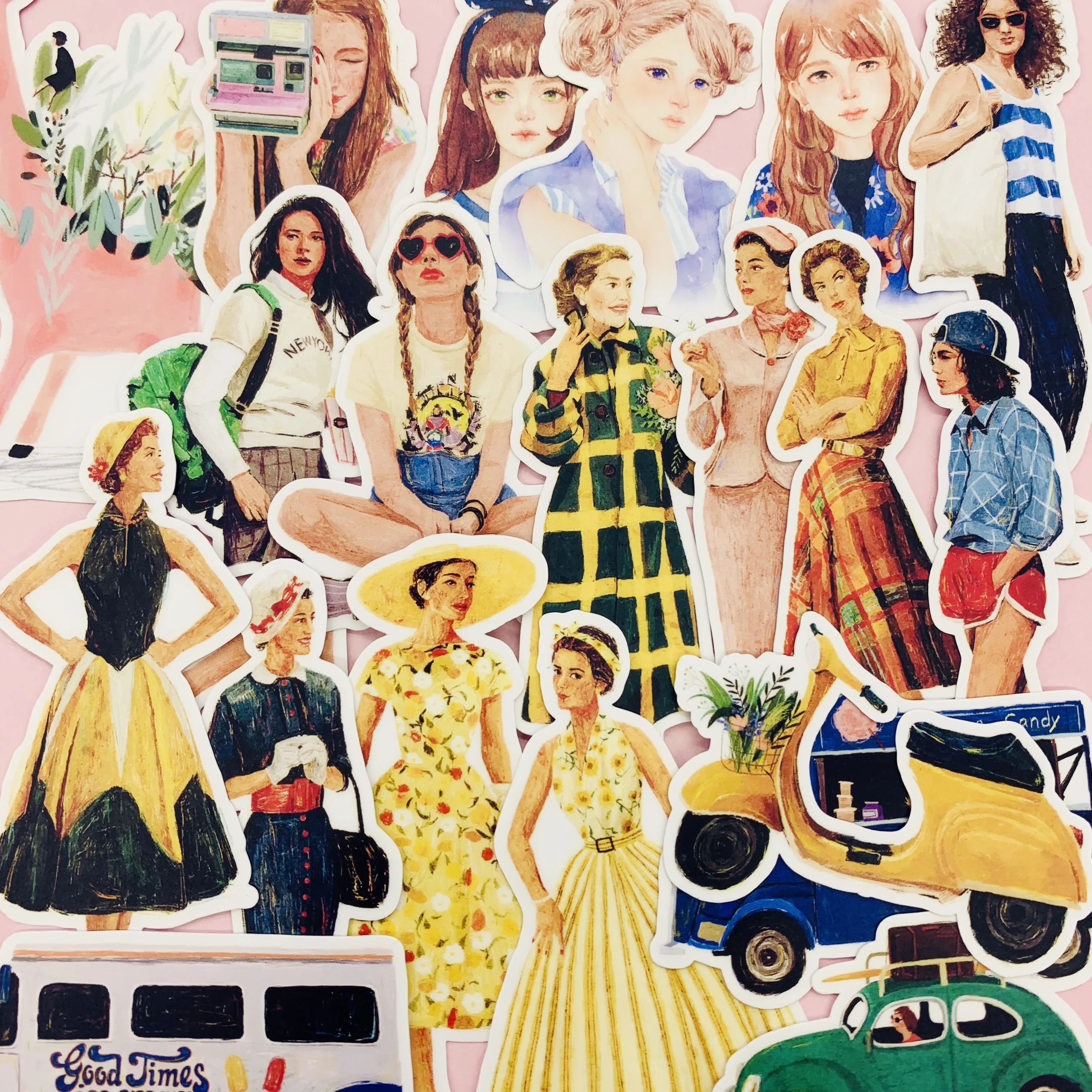 20Pcs/Pack Vintage Ladies Beauty Girls Sticker DIY Craft Scrapbooking Album Junk Journal Decorative Stickers